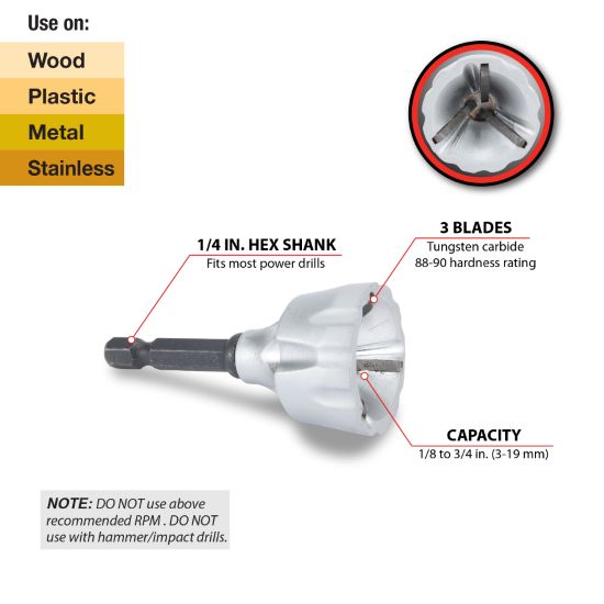 Performance Tools W9005 - External Deburr Dirll Bit 1/8-3/4